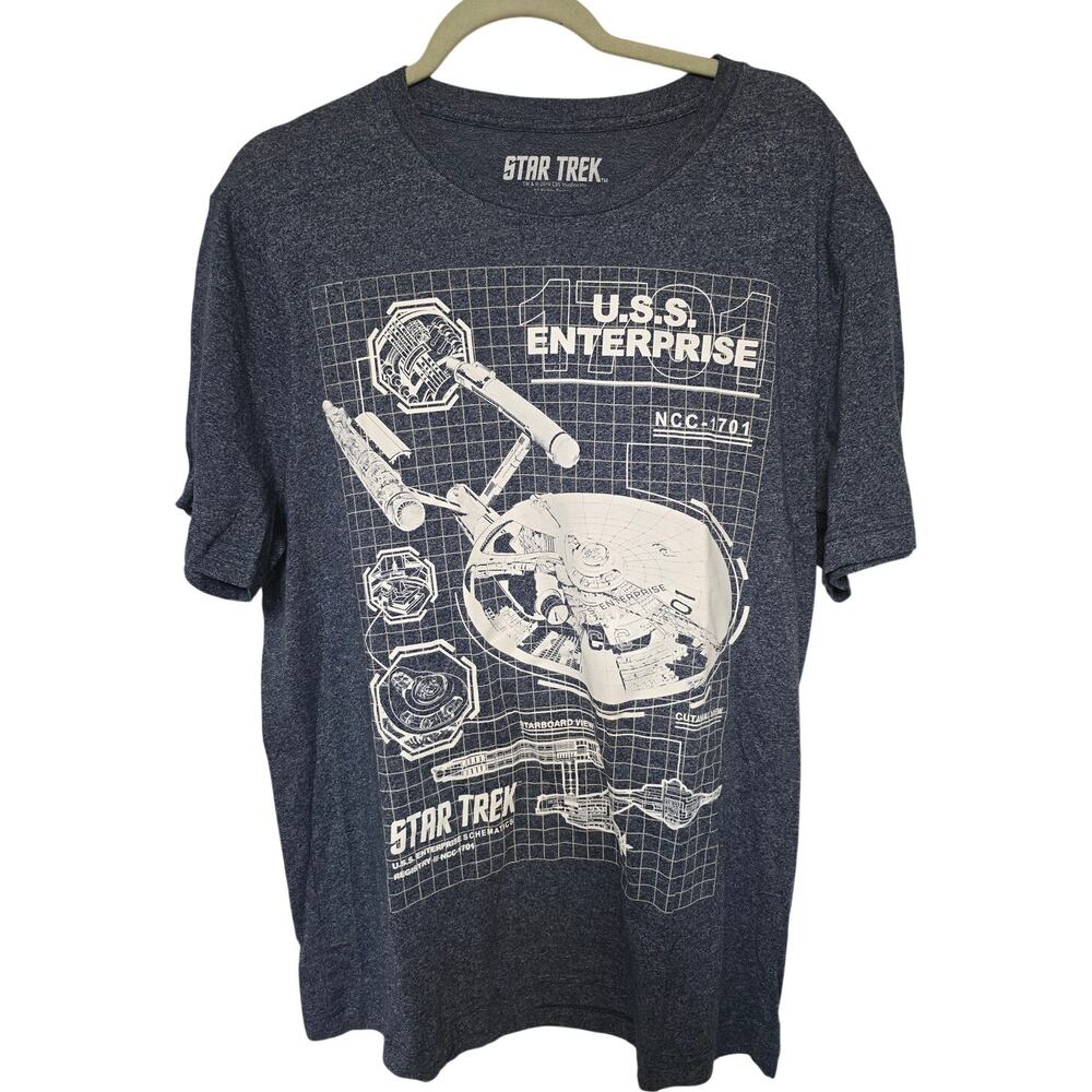 Star Trek Mens XL USS Enterprise NCC-1701 Schematic T-Shirt NWOT NEW